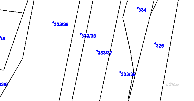 Parcela st. 333/37 v KÚ Popovice u Rajhradu, Katastrální mapa