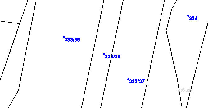 Parcela st. 333/38 v KÚ Popovice u Rajhradu, Katastrální mapa