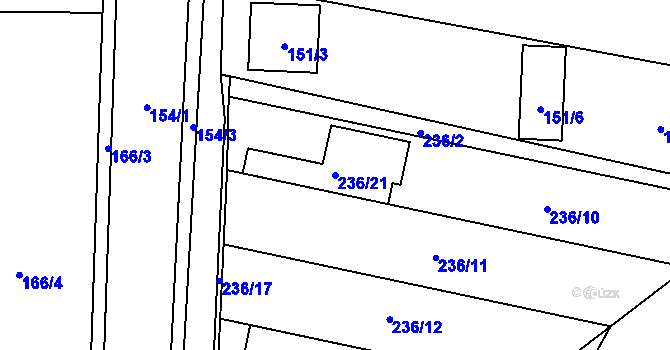 Parcela st. 236/21 v KÚ Popovice u Rajhradu, Katastrální mapa
