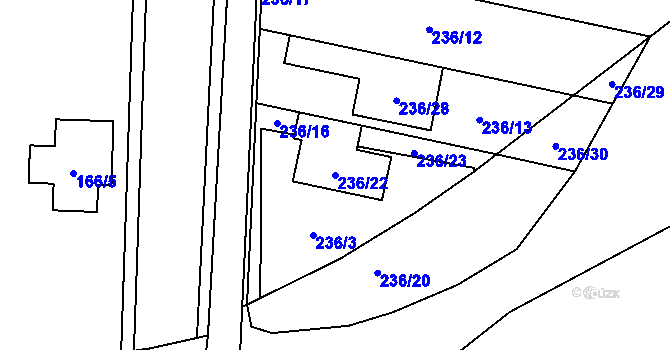 Parcela st. 236/22 v KÚ Popovice u Rajhradu, Katastrální mapa