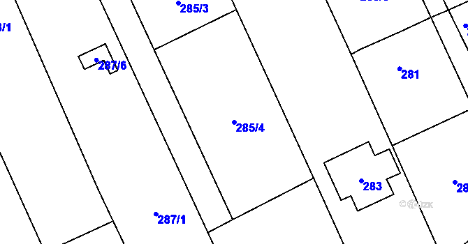 Parcela st. 285/4 v KÚ Popovice u Rajhradu, Katastrální mapa