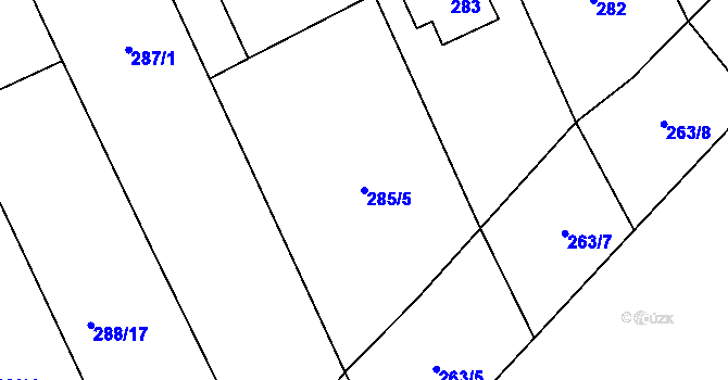 Parcela st. 285/5 v KÚ Popovice u Rajhradu, Katastrální mapa