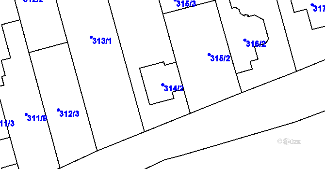 Parcela st. 314/2 v KÚ Popovice u Rajhradu, Katastrální mapa