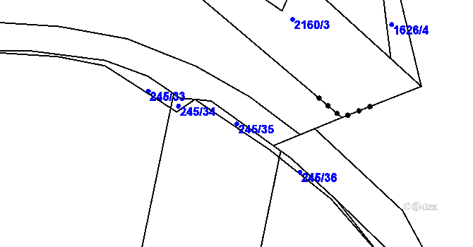 Parcela st. 245/35 v KÚ Popovice u Rajhradu, Katastrální mapa