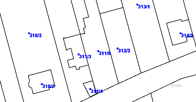 Parcela st. 311/9 v KÚ Popovice u Rajhradu, Katastrální mapa