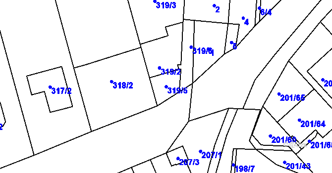 Parcela st. 319/5 v KÚ Popovice u Rajhradu, Katastrální mapa