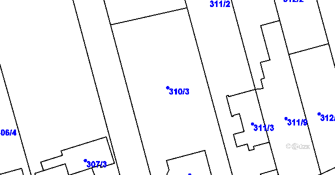 Parcela st. 310/3 v KÚ Popovice u Rajhradu, Katastrální mapa
