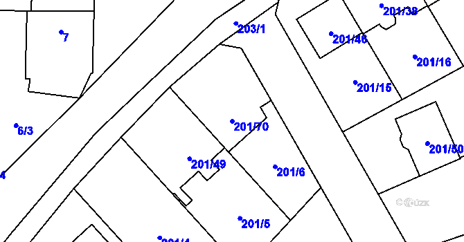 Parcela st. 201/70 v KÚ Popovice u Rajhradu, Katastrální mapa
