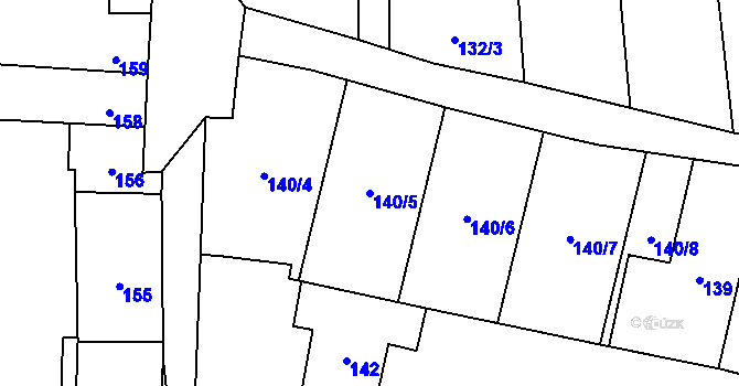 Parcela st. 140/5 v KÚ Popovice u Rajhradu, Katastrální mapa