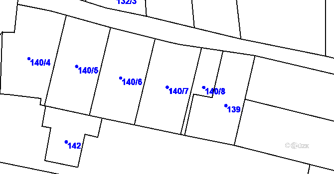 Parcela st. 140/7 v KÚ Popovice u Rajhradu, Katastrální mapa