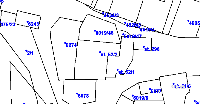 Parcela st. 52/2 v KÚ Popovice u Uherského Hradiště, Katastrální mapa