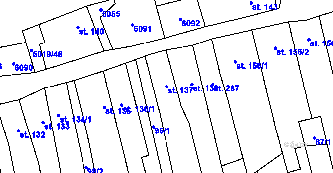 Parcela st. 137 v KÚ Popovice u Uherského Hradiště, Katastrální mapa