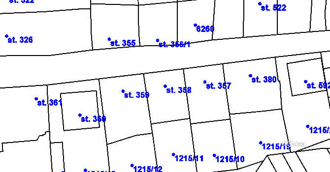 Parcela st. 358 v KÚ Popovice u Uherského Hradiště, Katastrální mapa