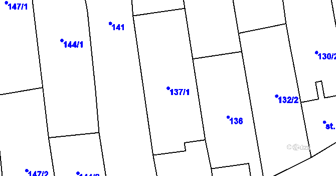 Parcela st. 137/1 v KÚ Popovice u Uherského Hradiště, Katastrální mapa