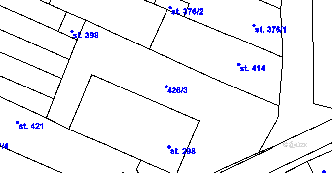 Parcela st. 426/3 v KÚ Popovice u Uherského Hradiště, Katastrální mapa