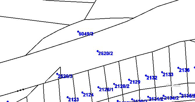 Parcela st. 2520/2 v KÚ Popovice u Uherského Hradiště, Katastrální mapa