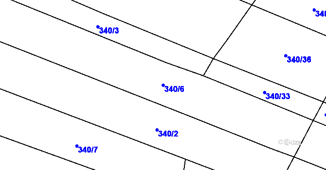 Parcela st. 340/6 v KÚ Popovice u Uherského Hradiště, Katastrální mapa