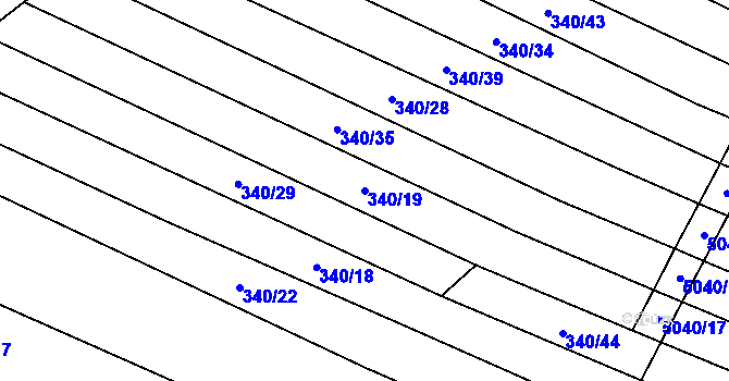 Parcela st. 340/19 v KÚ Popovice u Uherského Hradiště, Katastrální mapa