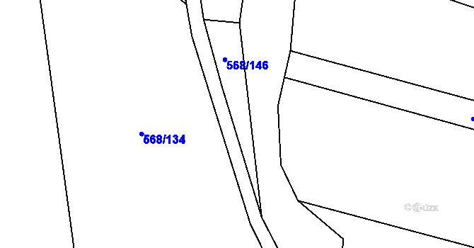 Parcela st. 568/147 v KÚ Popovice u Uherského Hradiště, Katastrální mapa