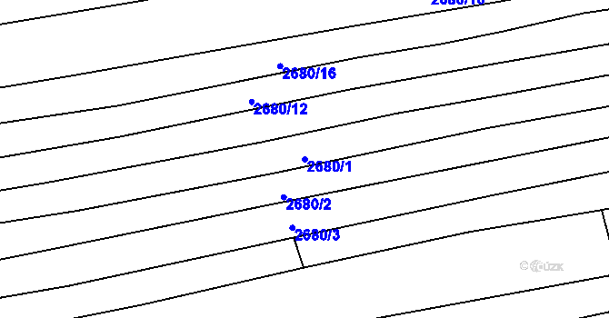 Parcela st. 2680/1 v KÚ Popovice u Uherského Hradiště, Katastrální mapa