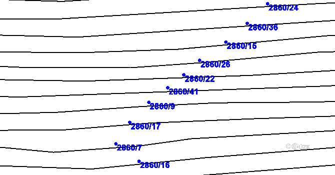 Parcela st. 2860/41 v KÚ Popovice u Uherského Hradiště, Katastrální mapa