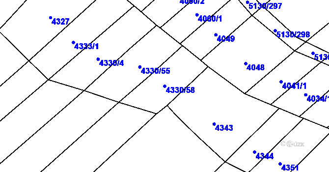 Parcela st. 4330/58 v KÚ Popovice u Uherského Hradiště, Katastrální mapa