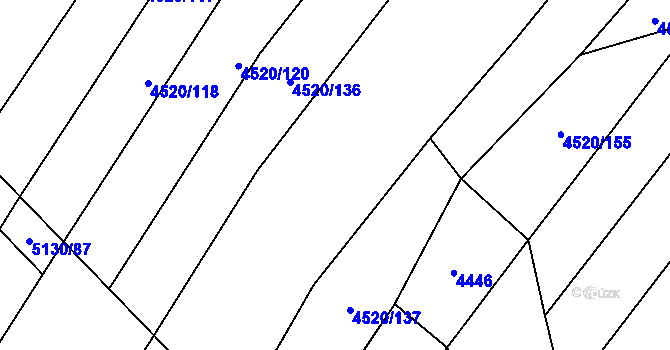 Parcela st. 4520/135 v KÚ Popovice u Uherského Hradiště, Katastrální mapa