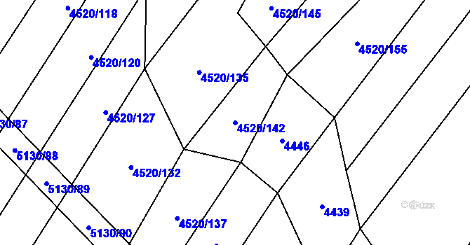 Parcela st. 4520/142 v KÚ Popovice u Uherského Hradiště, Katastrální mapa