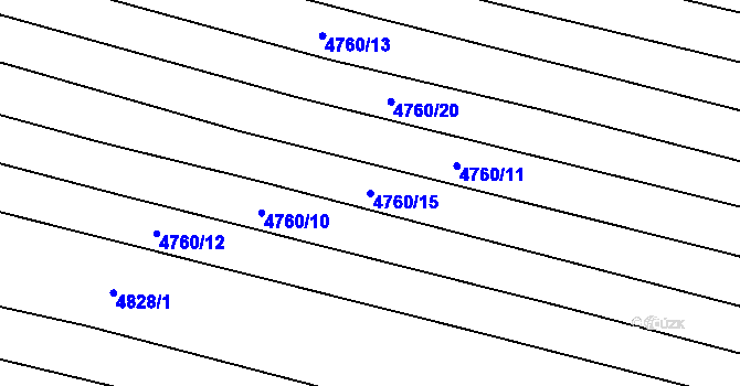 Parcela st. 4760/15 v KÚ Popovice u Uherského Hradiště, Katastrální mapa