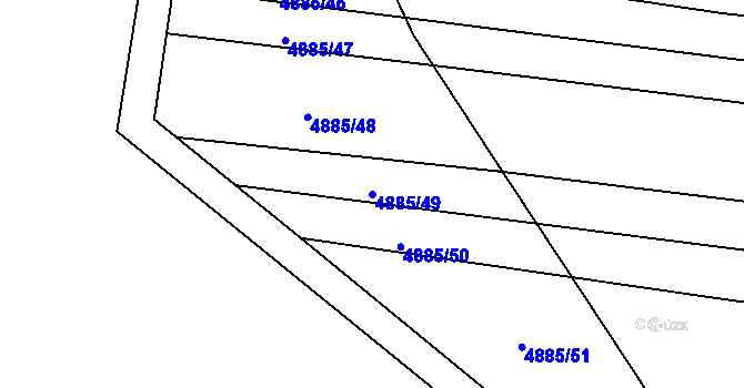Parcela st. 4885/49 v KÚ Popovice u Uherského Hradiště, Katastrální mapa