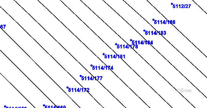 Parcela st. 5114/181 v KÚ Popovice u Uherského Hradiště, Katastrální mapa
