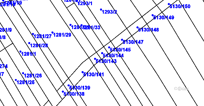 Parcela st. 5130/144 v KÚ Popovice u Uherského Hradiště, Katastrální mapa