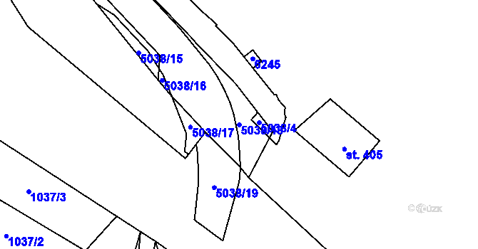 Parcela st. 5038/18 v KÚ Popovice u Uherského Hradiště, Katastrální mapa