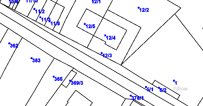 Parcela st. 12/3 v KÚ Popůvky u Brna, Katastrální mapa
