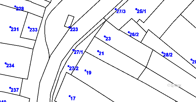 Parcela st. 21 v KÚ Popůvky u Brna, Katastrální mapa
