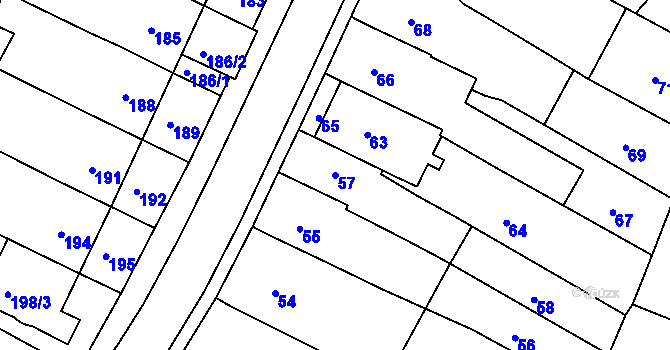 Parcela st. 57 v KÚ Popůvky u Brna, Katastrální mapa