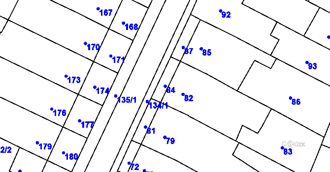 Parcela st. 84 v KÚ Popůvky u Brna, Katastrální mapa
