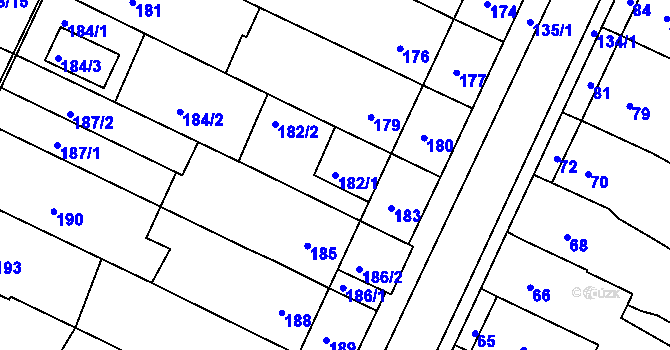 Parcela st. 182/1 v KÚ Popůvky u Brna, Katastrální mapa