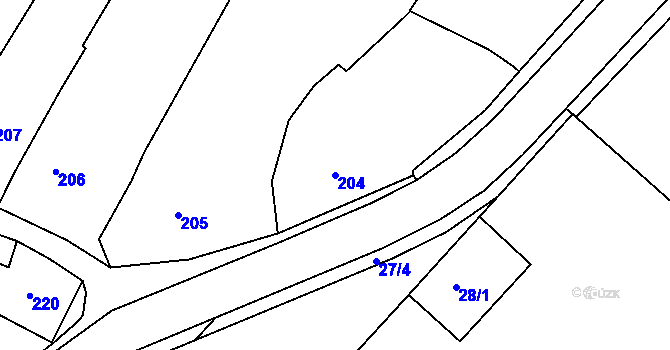 Parcela st. 204 v KÚ Popůvky u Brna, Katastrální mapa