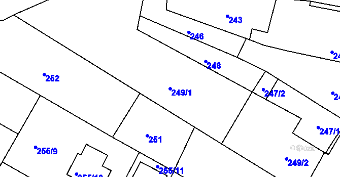 Parcela st. 249/1 v KÚ Popůvky u Brna, Katastrální mapa