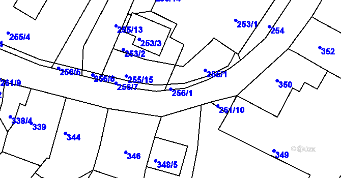 Parcela st. 256/1 v KÚ Popůvky u Brna, Katastrální mapa