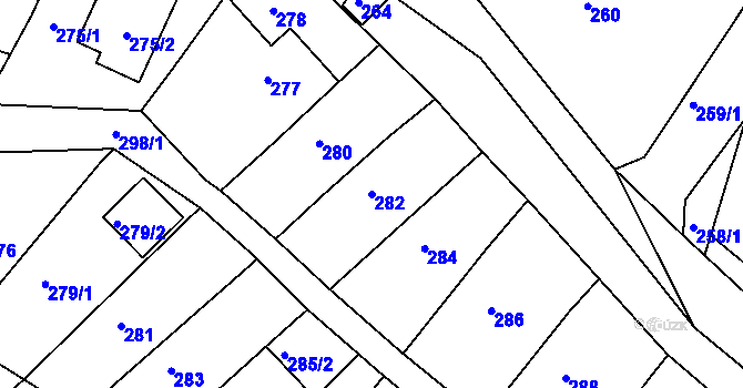 Parcela st. 282 v KÚ Popůvky u Brna, Katastrální mapa