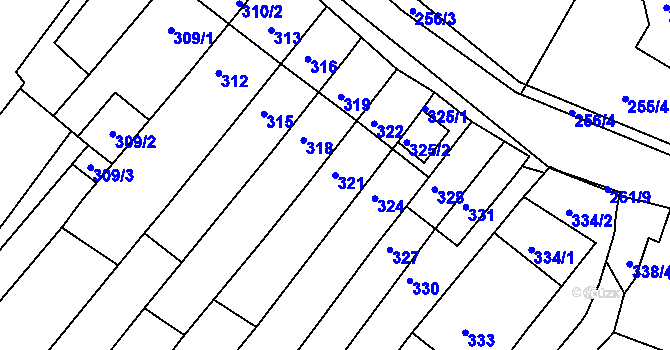 Parcela st. 321 v KÚ Popůvky u Brna, Katastrální mapa