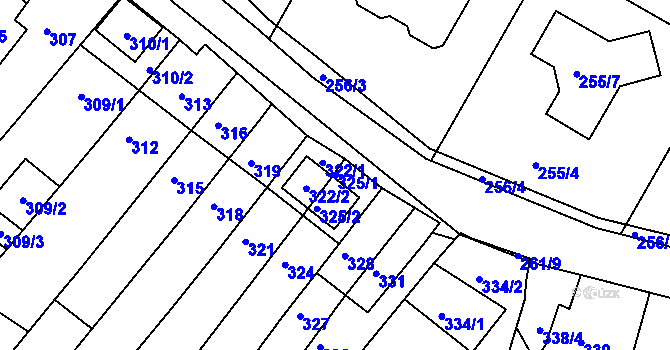 Parcela st. 325/1 v KÚ Popůvky u Brna, Katastrální mapa
