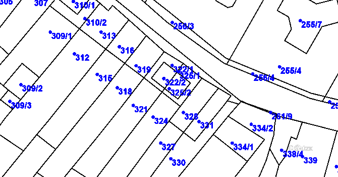 Parcela st. 325/2 v KÚ Popůvky u Brna, Katastrální mapa