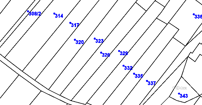 Parcela st. 326 v KÚ Popůvky u Brna, Katastrální mapa