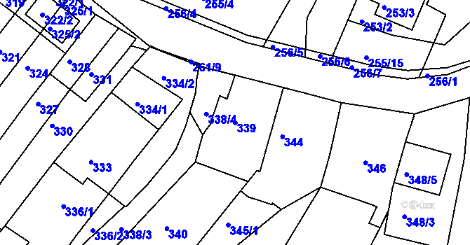 Parcela st. 339 v KÚ Popůvky u Brna, Katastrální mapa