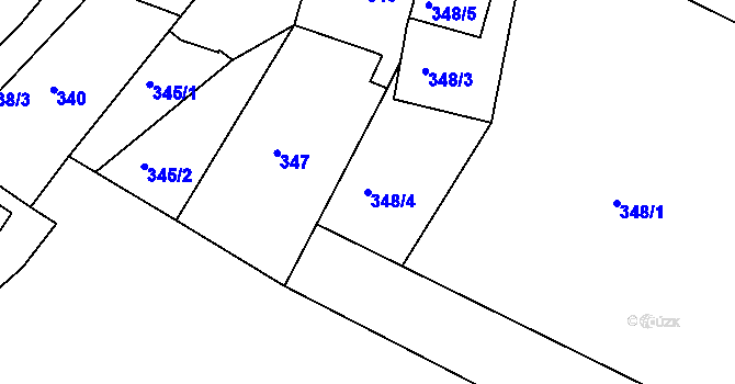 Parcela st. 348/4 v KÚ Popůvky u Brna, Katastrální mapa
