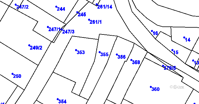 Parcela st. 355 v KÚ Popůvky u Brna, Katastrální mapa
