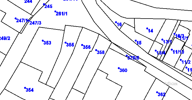Parcela st. 358 v KÚ Popůvky u Brna, Katastrální mapa